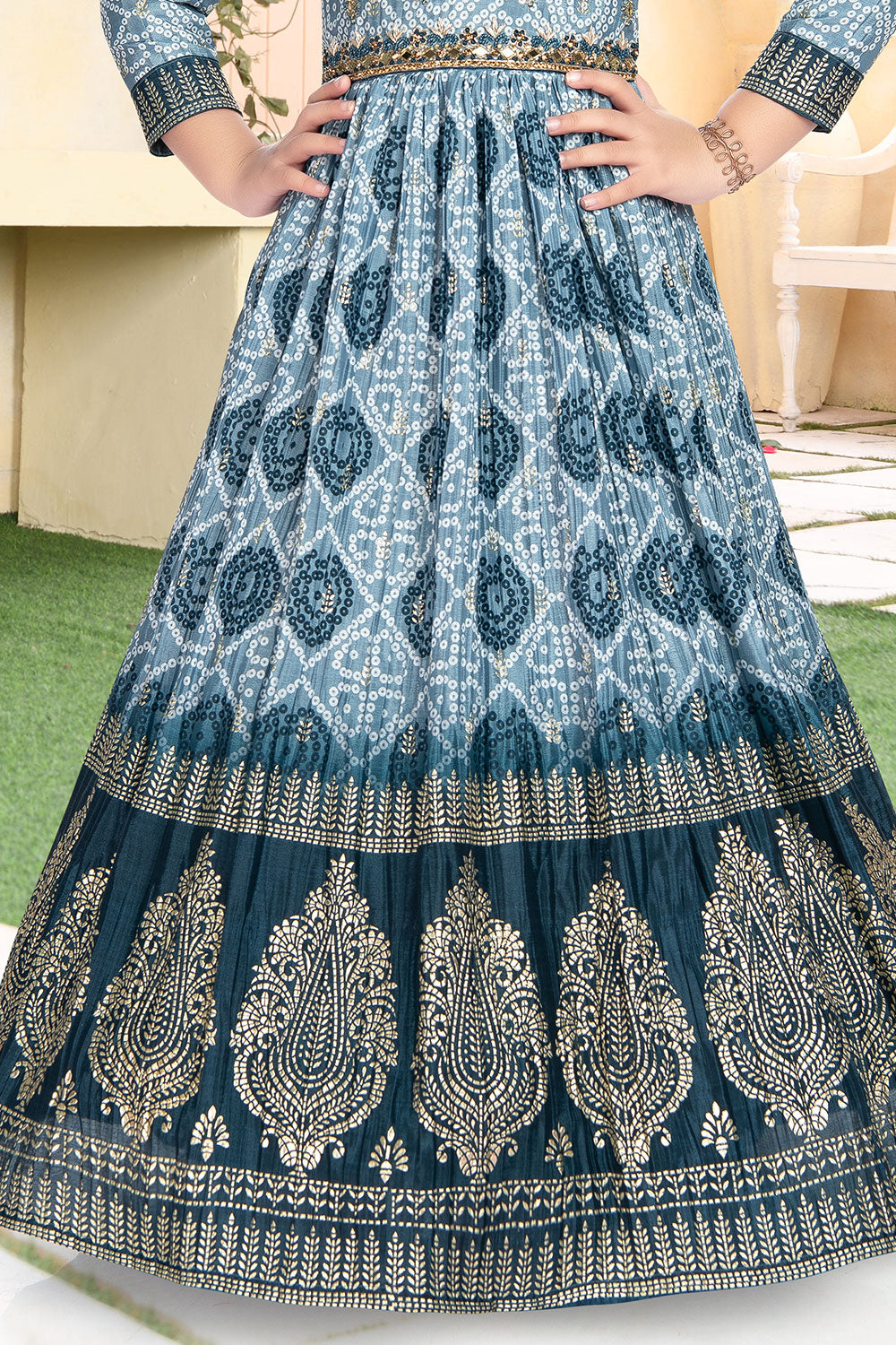 BLUE MIRROR EMBROIDERED ETHNIC GOWN – Malaysia's Best Online Fabric Store –  Kamdar